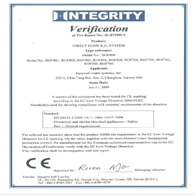 RO純水機_ROF700_歐盟CE認證